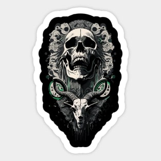 Skull and goat tattoo Sticker